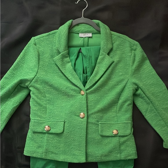 VINTAGE VERSACE - FREE BLAZER INCLUDED - LIME GREEN HIGH WAISTED JEAN - Picture 8 of 9